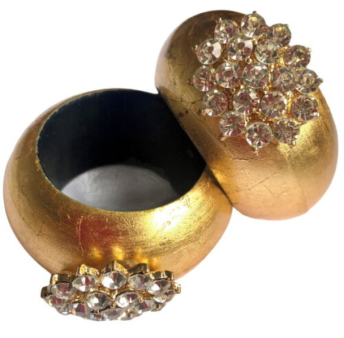 Porta Guardanapo Glamour Dourado com Strass - 4 Unid.