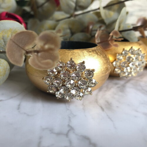 Porta Guardanapo Glamour Dourado com Strass - 4 Unid.