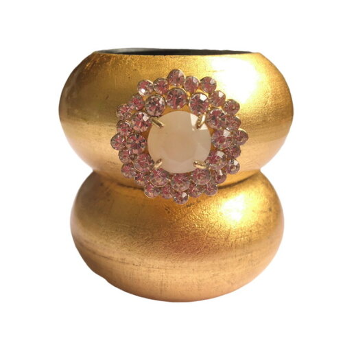Porta Guardanapo Glamour Dourado com Strass - 4 Unid.