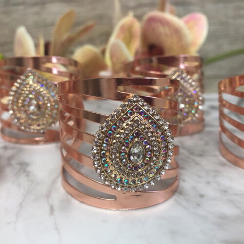 Porta Guardanapo Glamour Rose Gold Strass - 6 Unid.
