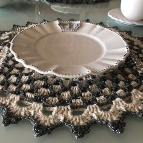 Sousplat Americano Boho Croche Prata - Par