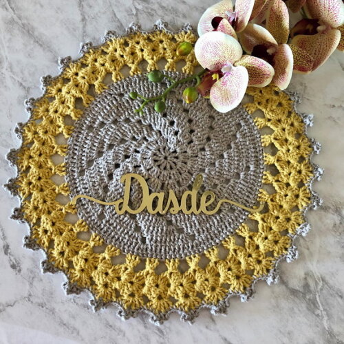 Sousplat Americano Croche Amarelo & Cinza *par*