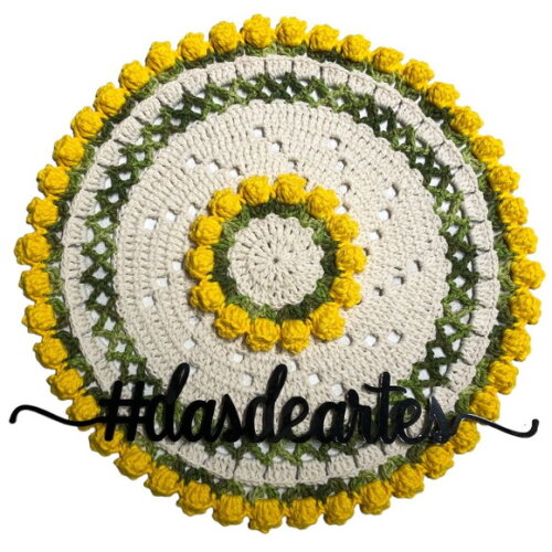 Sousplat Americano Croche Boho Barroco Tulipa Amarelo *par*