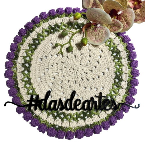 Sousplat Americano Croche Boho Lavanda Barroco Tulipa *par*