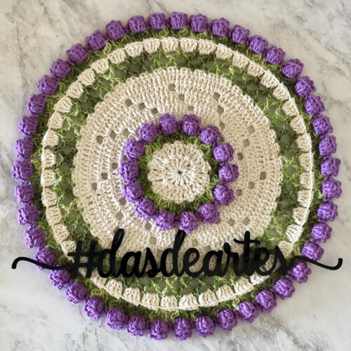 Sousplat Americano Croche Boho Lavanda Barroco Tulipa *par*