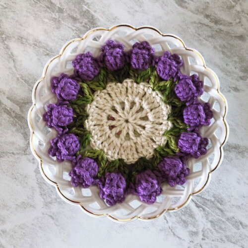 Sousplat Americano Croche Boho Lavanda Barroco Tulipa *par*
