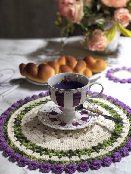 Sousplat Americano Croche Boho Lavanda Barroco Tulipa *par*