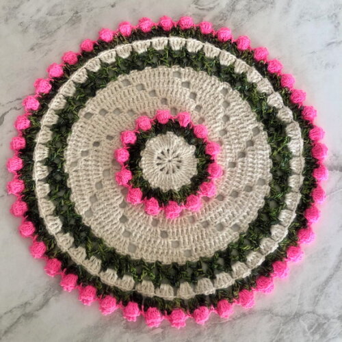 Sousplat Americano Croche Boho Tulipa Rosa Neon *par*