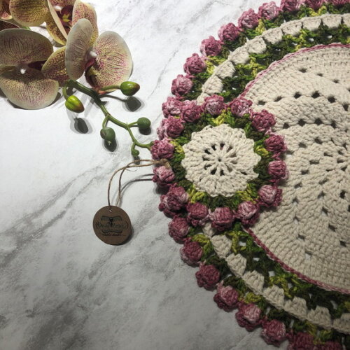 Sousplat Americano Croche Boho Tulipa Rosa Gloss *par*