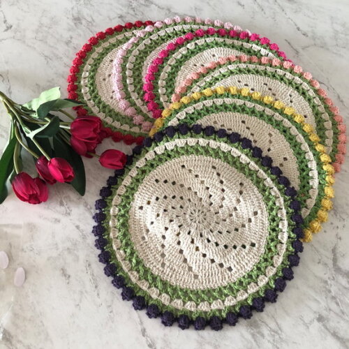 Sousplat Americano Croche Jardim de Tulipas