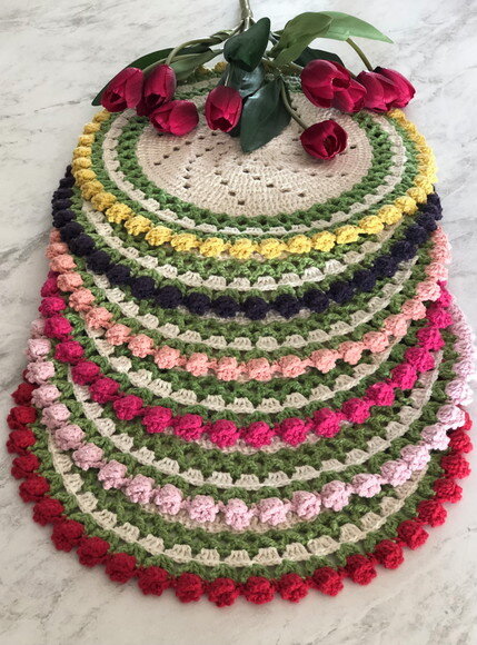 Sousplat Americano Croche Jardim de Tulipas