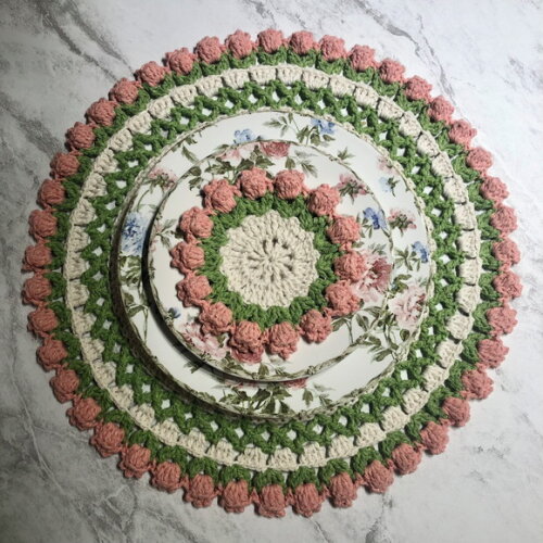 Sousplat Americano Croche Tulipa Coral