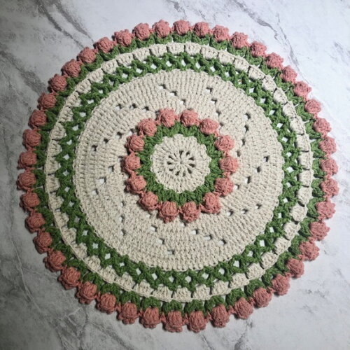 Sousplat Americano Croche Tulipa Coral