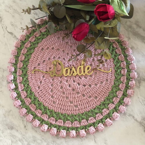 Sousplat Americano Croche Tulipa Rosa Inteiro