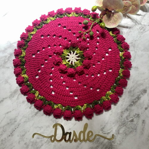 Sousplat Americano Croche Tulipa Pink