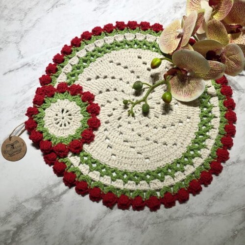 Sousplat Americano Croche Tulipa Vermelho