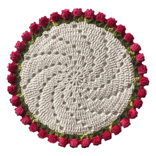 Sousplat Americano Croche Tulipa Vermelho Mescla