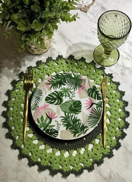 Sousplat Americano Croche Verde & Verde *par*