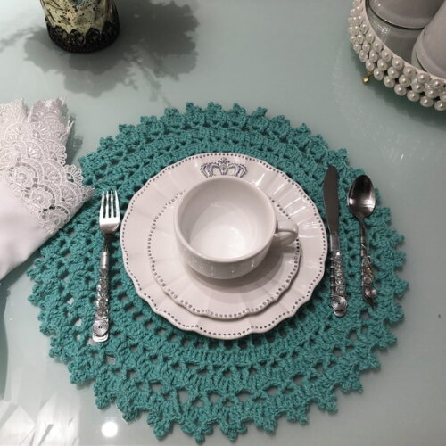 Sousplat Americano Croche Verde Água - Par