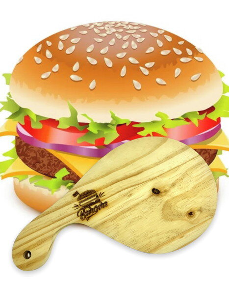 Tábua Bandeja Hamburguer Madeira Pinus - 6 Pçs