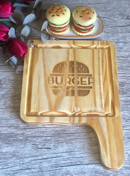 Tábua Bandeja Hamburguer Madeira Pinus - Par