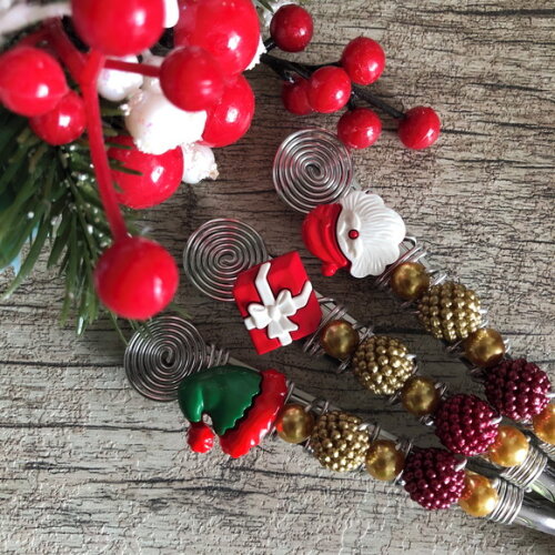 Talheres Bordado Sobremesa Cremosa Tema Natal - 7 Pcs
