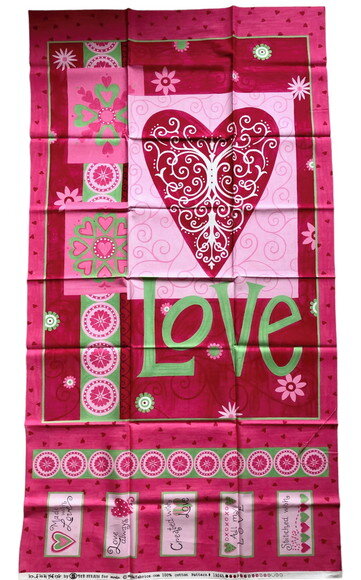 Tecido Importado Patchwork - Painel Love
