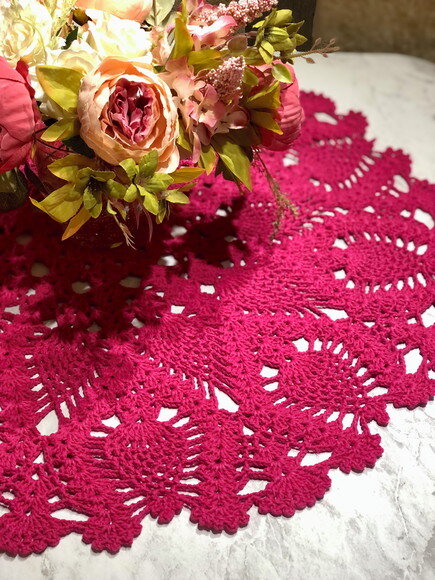 Toalha - Centro de Mesa Croche Abacaxi Pink