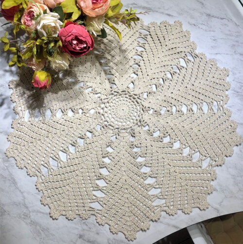 Toalha - Centro de Mesa Croche Boho com Brilho Dourado