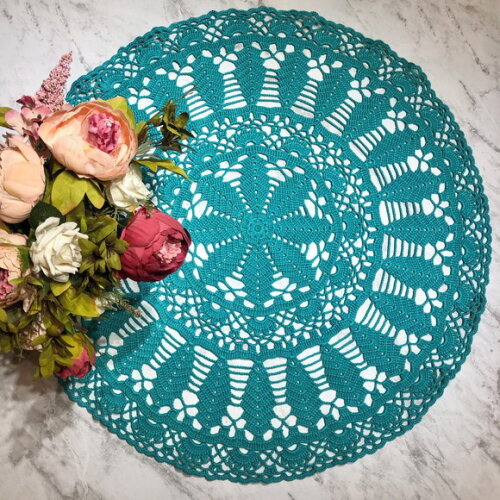 Toalha - Centro de Mesa Folhas Croche Verde Tif