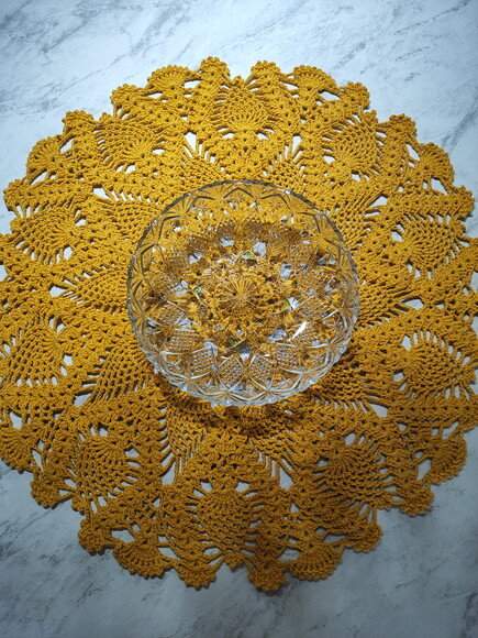 Toalha - Centro Mesa Croche Abacaxi Amarelo Sol