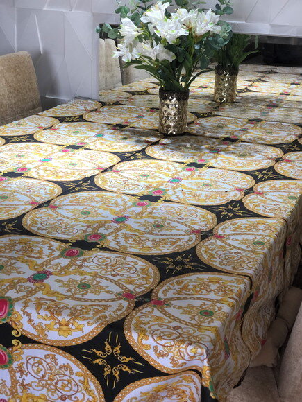 Toalha de Mesa Correntes em Tricoline - 1,70cm x 1,45cm