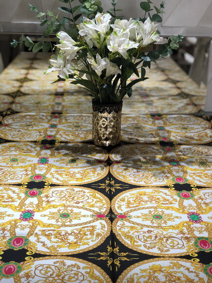 Toalha de Mesa Correntes em Tricoline - 1,70cm x 1,45cm