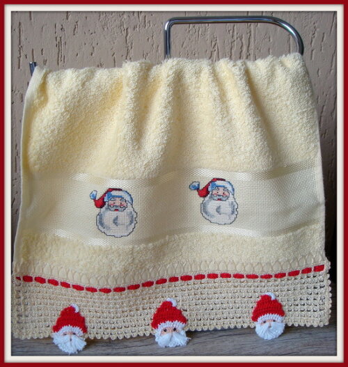 Toalha Lavabo Papai Noel em Crochê *promoção*