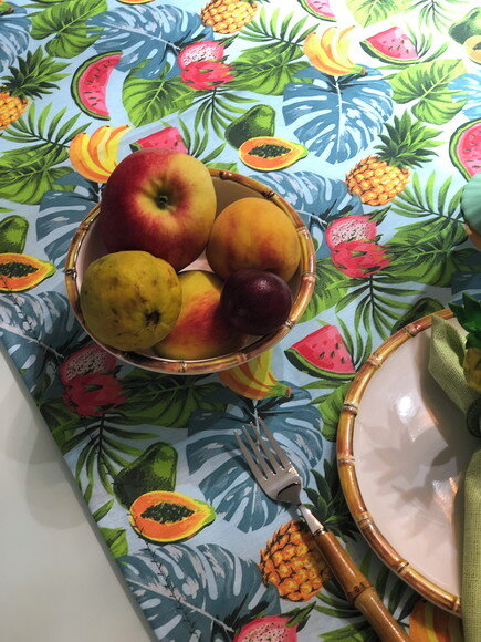 Trilho /caminho Mesa Tricoline Frutas Tropical *valor Par*