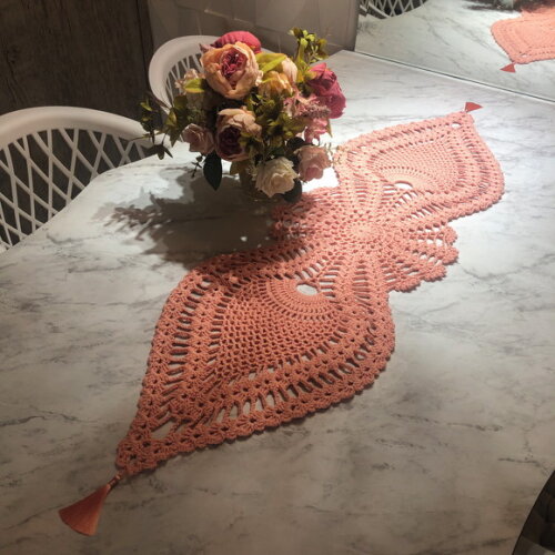 Trilho Mesa Abacaxi Croche Salmão c Tassel