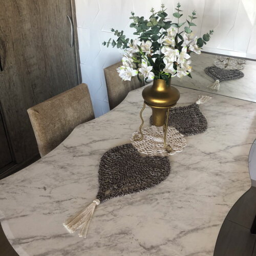 Trilho Mesa Croche Crú com Tassel - Caminho Centro Mesa
