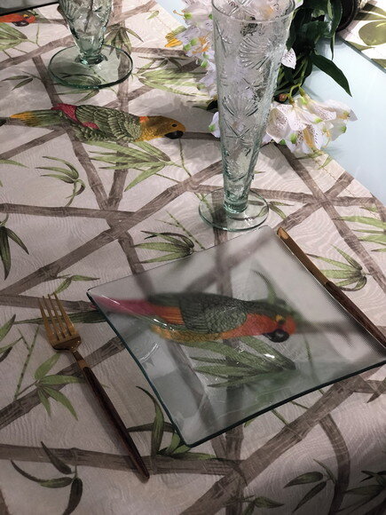 Trilho Mesa Jacquard Aves Tropical *valor do Par*