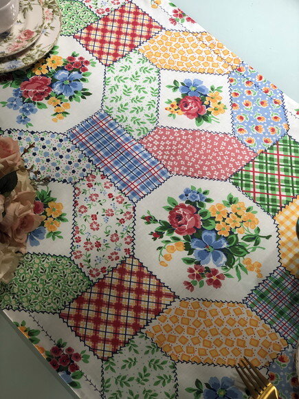 Trilho Mesa Tricoline Rosas Patchwork *valor do Par*