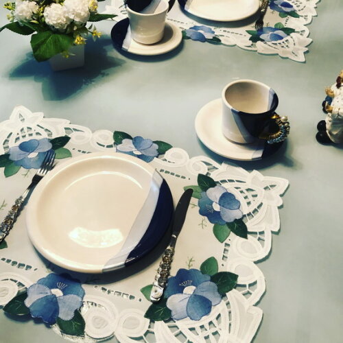 Trio Talheres Bordado Sobremesa Cristais - 6 Pçs