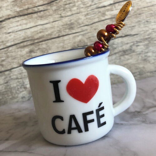 Xícara Café Espresso & Colheres Bordada - Par (6 Peças)