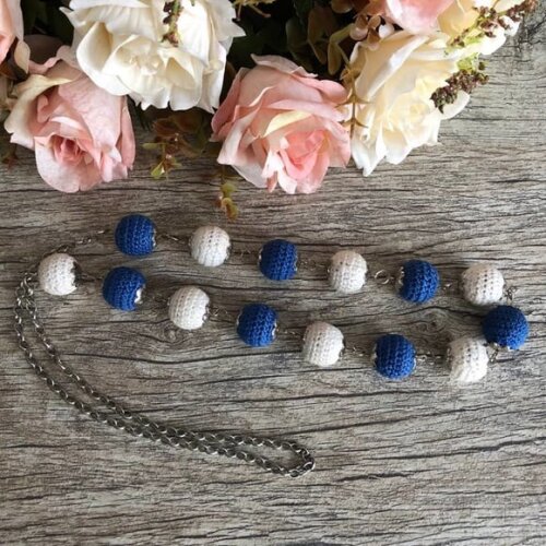 Colar de Croche Azul & Branco