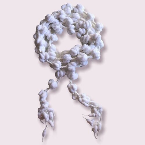 Echarpe Cachecol Maxi Pompom Branco Croche