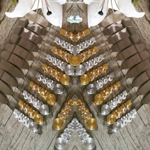 Espátula Bordada Patê Manteiga Cristal Champagnhe - 4 Peças