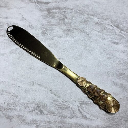 Faca Inox Bordada com Cristais para Manteiga 3 em 1