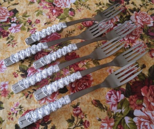 Faqueiro Talheres Mesa Bordado Laço & Cristais - 24 Pçs