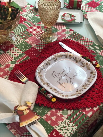 Faqueiro Talheres Mesa Bordado Tema Natal 24 Pçs - Mod.3