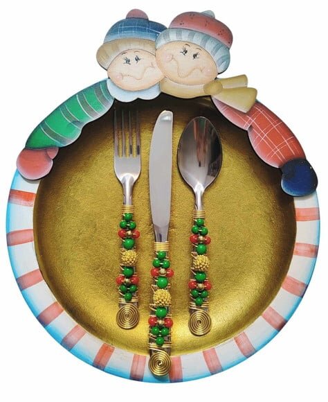 Faqueiro Talheres Mesa Bordado Tema Natal 24 Pçs - Mod.5