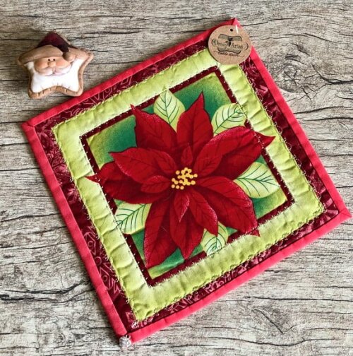 Mug Rug Tapete de Caneca - Flor de Natal
