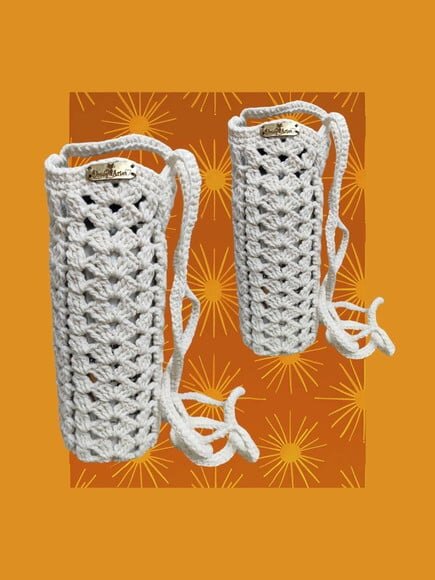 Porta Garrafa Água ou Squeeze em Croche - 500 ml - Boho
